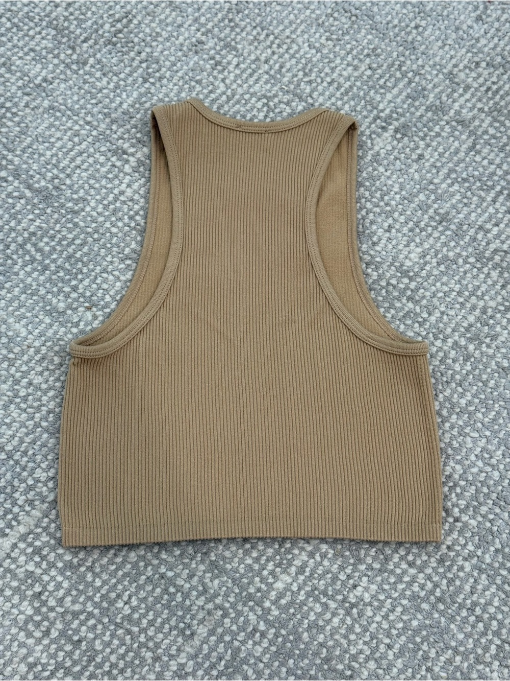 Zara Ribbed Tank Crop Top - Camel Brown